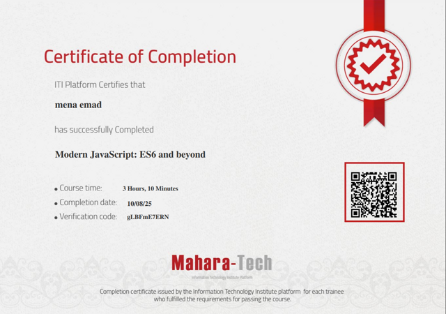 ES6 Certificate Mena emad Sawares